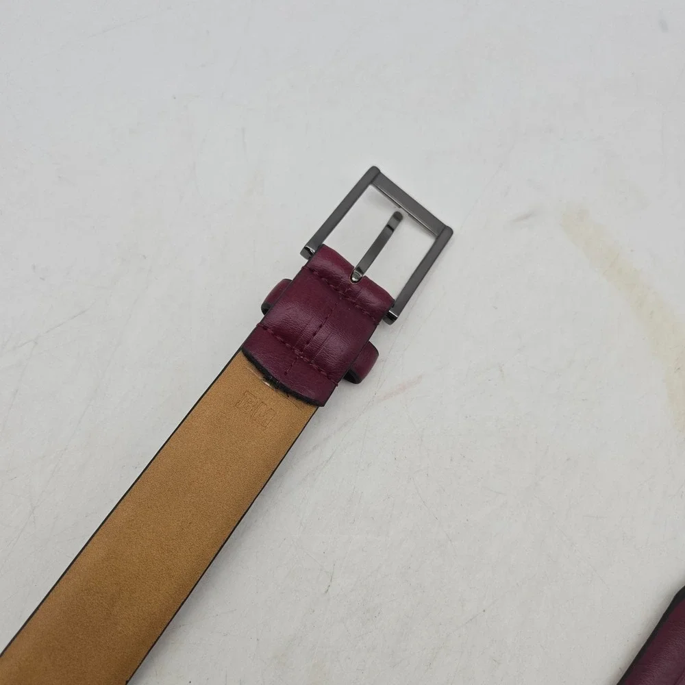 Chaps Ralph Lauren Belt Red Synthetic Leather Mens 38 Nickel Buckle NWOT